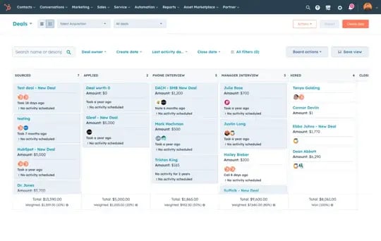 HubSpot Sales Pipeline Interface